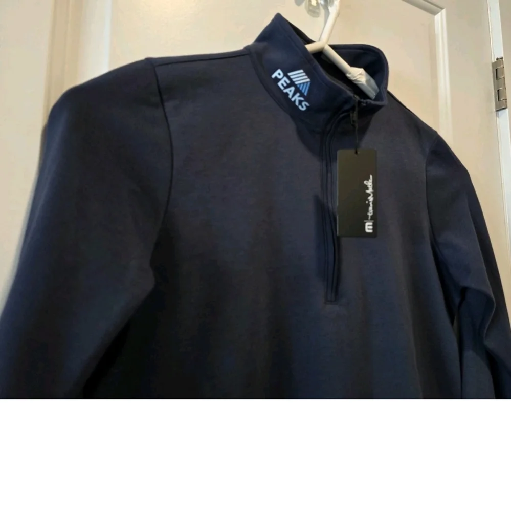 Travis Mathew Coveside Womens Medium 1/2 Zip Pullover Blue PEAK Logo - Picture 5 of 9